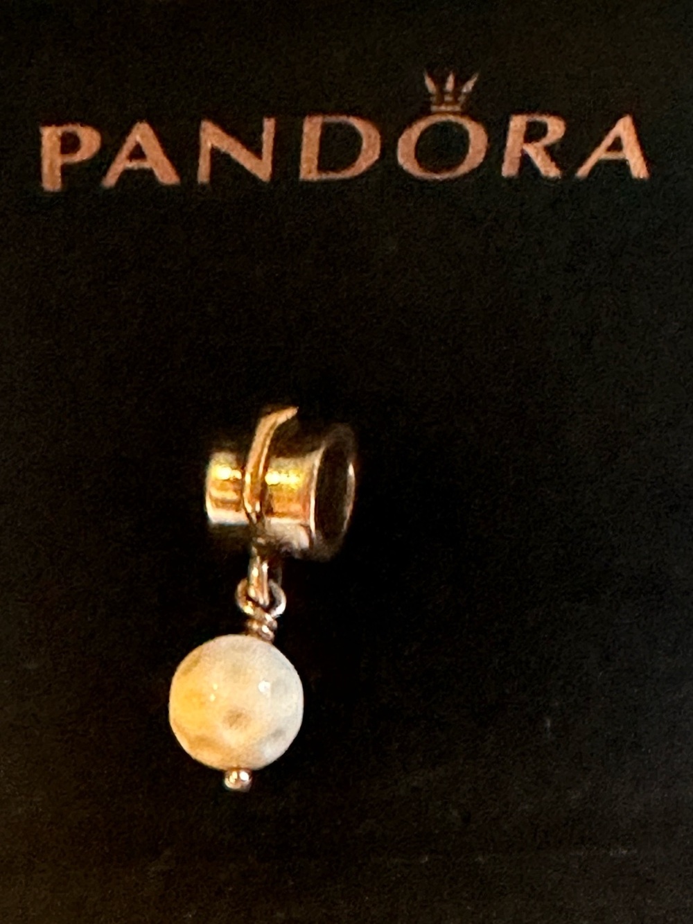 Pandora Retired Two Tone Golf Ball Dangle Charm S925 14K Agate